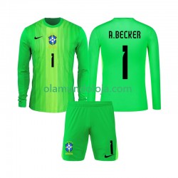Camisola Brasil Alisson Becker 1 Guarda-redes Criança Equipamento Primeiro 2026 Manga Comprida